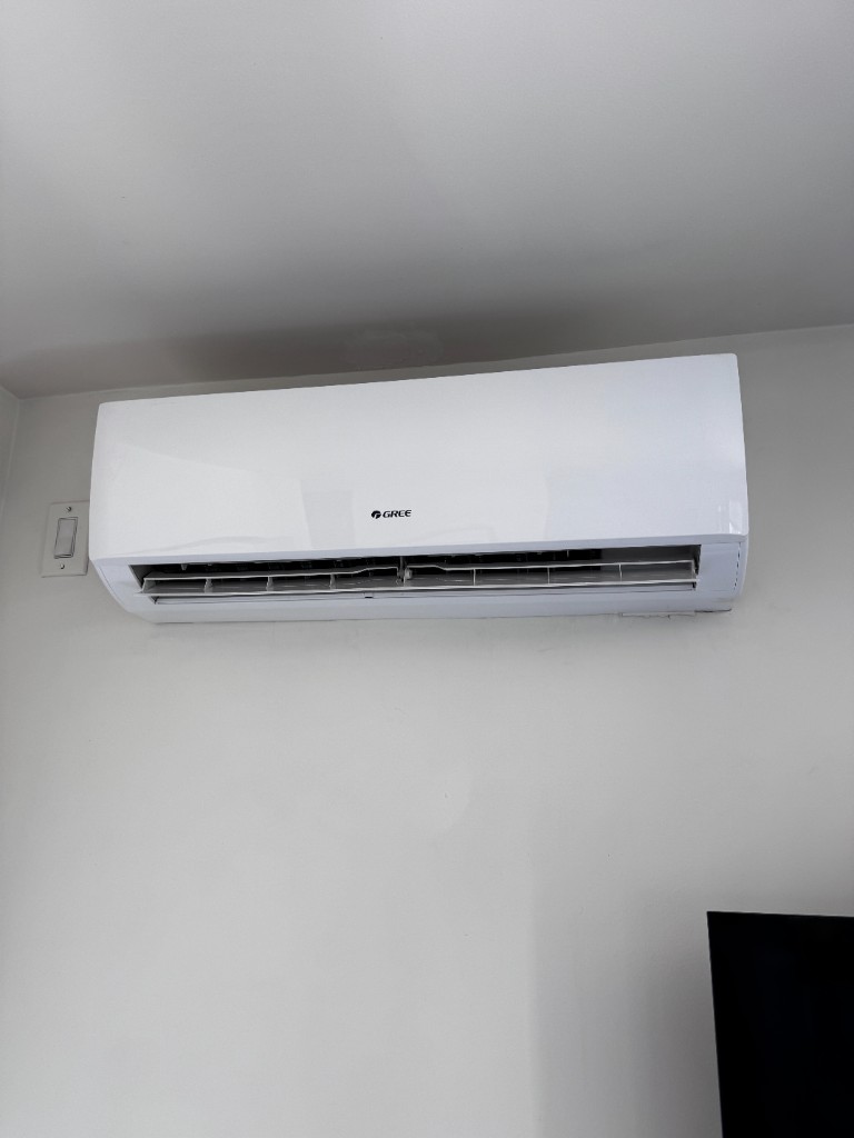 Finished clean mini split air conditioner ready for guests