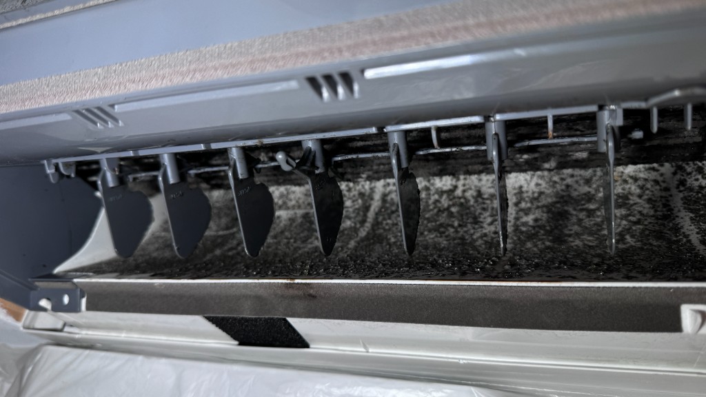 Black mold buildup before mini split cleaning